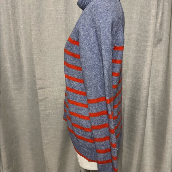 J Crew Sweater-Sz L-Tipped Turtle Neck-River/Sunset Striped-Merino/Alpaca/Poly - Picture 11 of 16